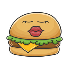 Female cheese burger cartoon illustration