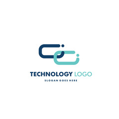 Modern technology logo for start up and company business. monoline vector style