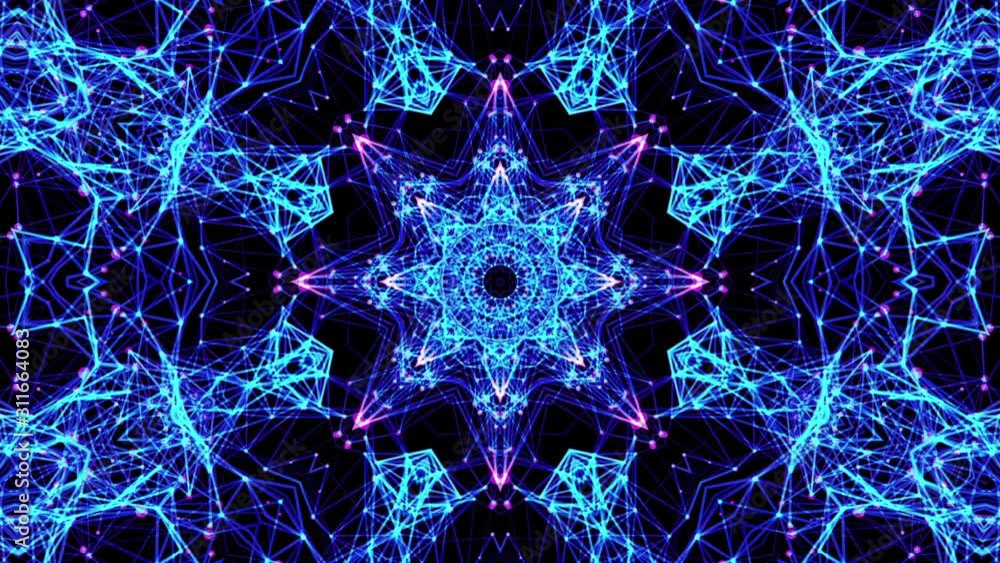 Poster Abstract animated kaleidoscope background. moving patterns. 3d render