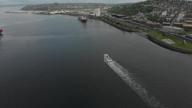 Boat sailing across the Seattle Coastline