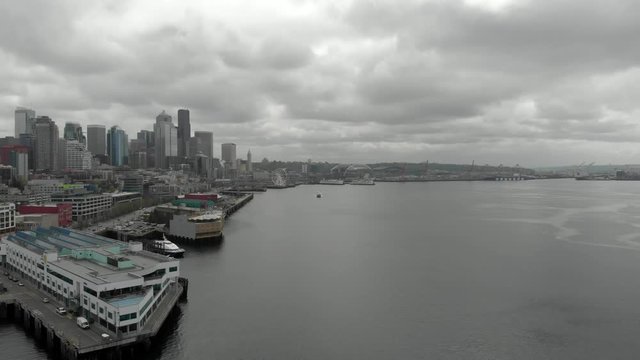 Flying along the Seattle Coastline