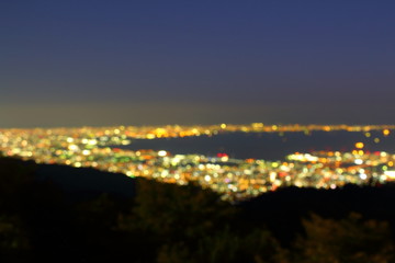 日本三大夜景　神戸夜景　六甲山山頂から　ピンボケ