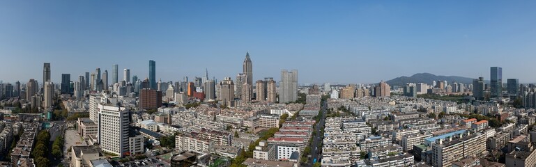 Fototapeta na wymiar Panoramic view of skyline of Nanjing city