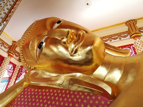 Beautiful reclining Buddha images in Thailand