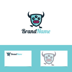 Monster Shield Logo With Business Card Template