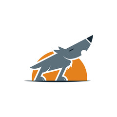 Vector Howling Wolf Logo Illustration