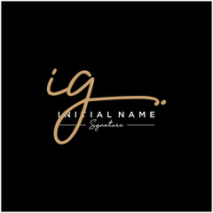Letter IG Signature Logo Template Vector