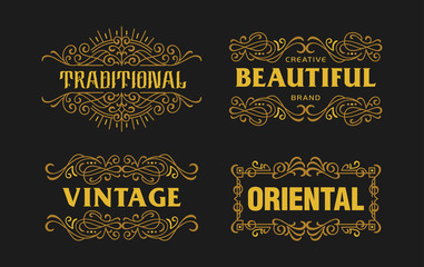 Vintage Swirl Ornament Minimalism Line Art Ornament Frame Classic Decorative Graphic Element