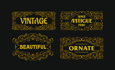 Vintage Swirl Ornament Minimalism Line Art Ornament Frame Classic Decorative Graphic Element