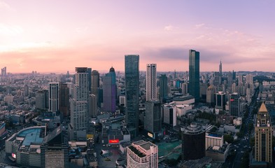 Fototapeta premium Skyline of Nanjing City at Sunset