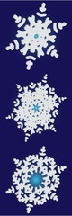 Kit of simple, beautiful snowflakes on blue background.