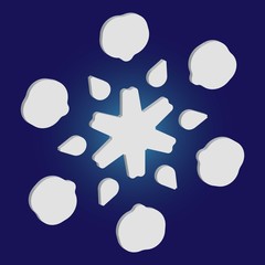 Obraz premium Cute snowflake with shadow on blue background.