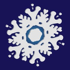 Simple christmas snowflake on blue background.