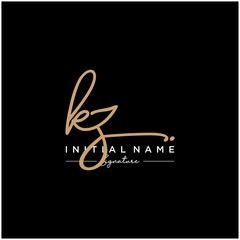 Letter KZ Signature Logo Template Vector