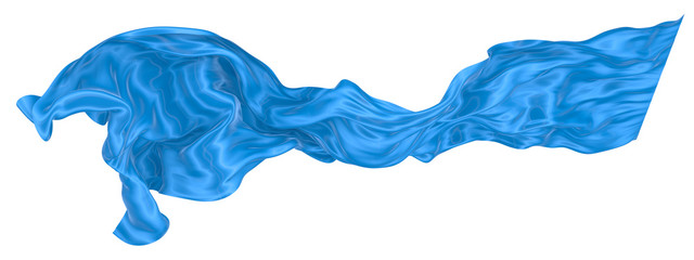 Abstract background of blue wavy silk or satin. 3d rendering image.