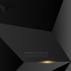 abstract vector black background. gray polygon background with gold light effect. Vector Illustration For Wallpaper, Banner, Background, Card,  landing page , etc