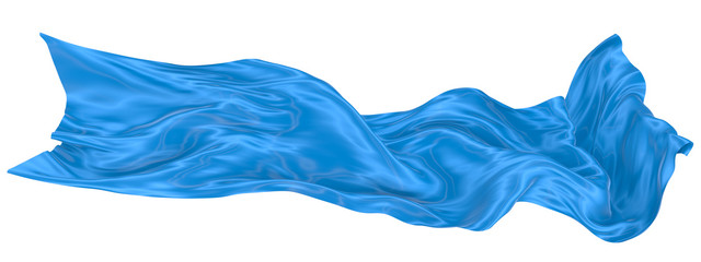 Abstract background of blue wavy silk or satin. 3d rendering image.