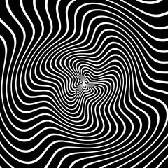 Vector - black and white Abstract spirally stripes background.Monochrome curve lines.Optical illusion