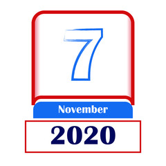 Fototapeta premium 7 November 2020. Vector flat daily calendar. Date, month. 