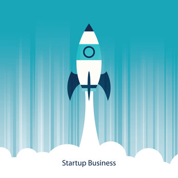Business project startup design with blue color theme