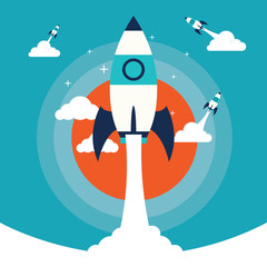 Launch your business concept banner
