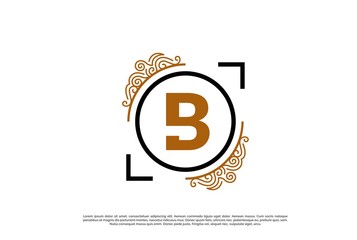 Black gold royal ornament circle initial B letter icon design. Vector logo template