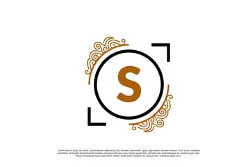 Black gold royal ornament circle initial S letter icon design. Vector logo template