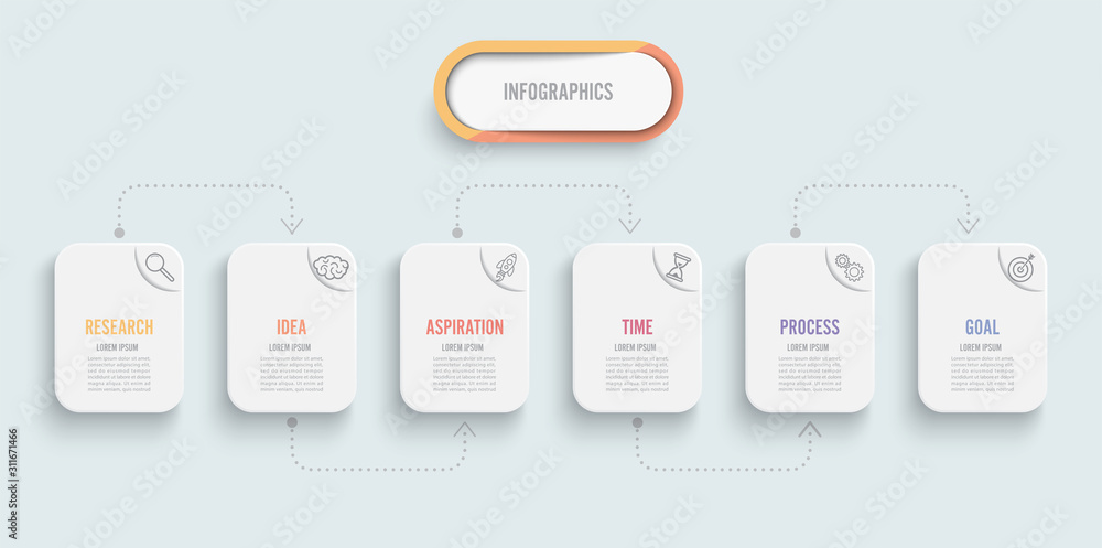 Poster vector infographic template with icons and 6 options or steps. infographics for business concept. ca