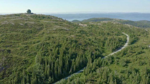 Scenic landscape of walking paths in nature reserve Bymarka in Trondheim