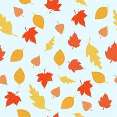 Seamless pattern with autumn leaves, forest pattern