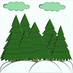 Obraz premium Christmas tree vector illustration. New Year card. New Year 2020. Christmas holidays. Greeting card with paper style.