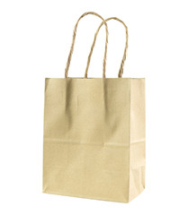 Recycled paper shopping one bag on white background. Natural Product. with clipping paths.