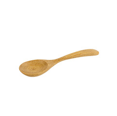 Natural product. A round wooden teaspoon On isolated white background. with clipping paths.