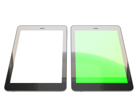 3d rendering of a digital tablet - isolated on white background, with clipping path. Realistic 3d rendering object isolated from background