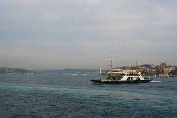 Sailing ferry on the Bosphorus Bay Turkey Istanbul