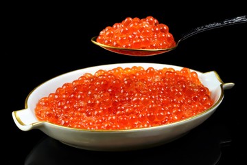 Caviar red useful food, a popular snack for the holiday. This salting caviar fish: pink salmon, chum salmon, sockeye salmon, salmon, trout.