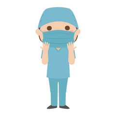 職業のイラスト。手術の準備をしている女性医師。