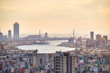 Fototapeta premium The birds eye view of Yodo River. Osaka. Japan