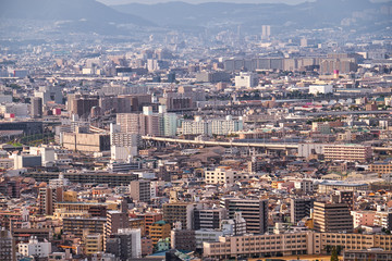 Fototapeta na wymiar The birds eye view of Osaka metropolis. Japan