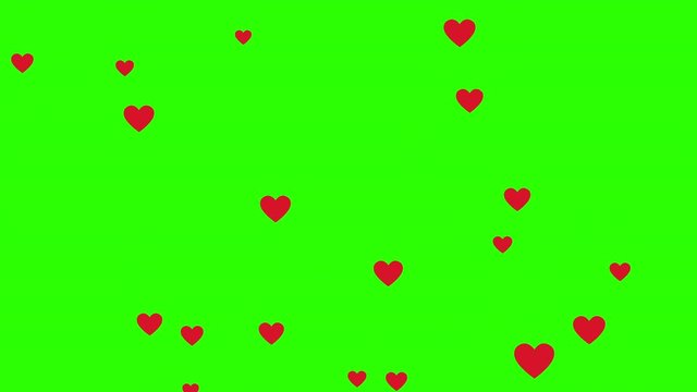 green screen with heart animation of a seamless loop.