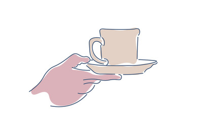 Coffee illustration. Hand drawn vector banner. Coffee beans, leaves, branch, flowers.