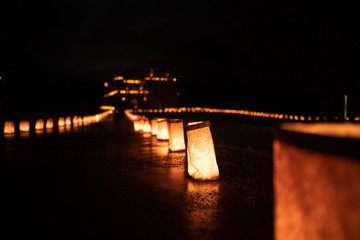 Luminarias at Tumac&aacute;cori National Historical Park mission on Christmas Eve