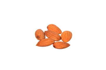Tasty almonds nuts isolated on white background