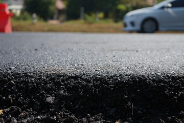 Asphalt road construction in Thailand, blurred pictures