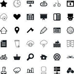 web vector icon set such as: magnifying, profit, retail, player, schedule, medicine, prescription, vacancy, glass, frame, handle, direction, promotion, good, document, celebration, magnify, pie