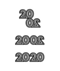 the image of the figures with black color isolated on a white background three variants of the arrangement are associated with the celebration of the new year