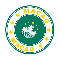 Macao sign. Round country logo with flag of Macao. Vector illustration.