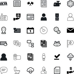 web vector icon set such as: cooking, electrical, screen, letter, pointer, record, commerce, game, nucleus, camera, update, cash, lines, phone, flying, health, face, organizational, motion, facts