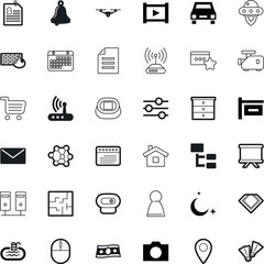 web vector icon set such as: site, film, date, furniture, public, cognition, car, name, audio, geometric, board, open, man, businessman, vip, directory, interior, brain, favorite, football, person