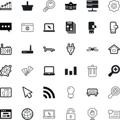 web vector icon set such as: store, solution, success, drone, air, storage, container, ecology, adventure, shine, responsive, library, antenna, security, red, sound, geography, archive, relaxation